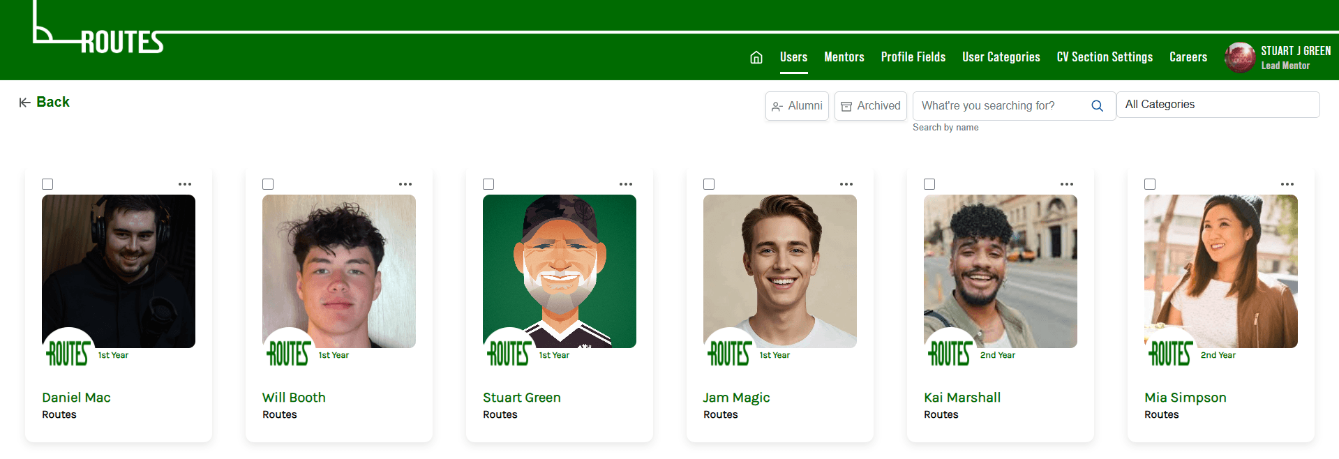 Routes Control Centre on desktop