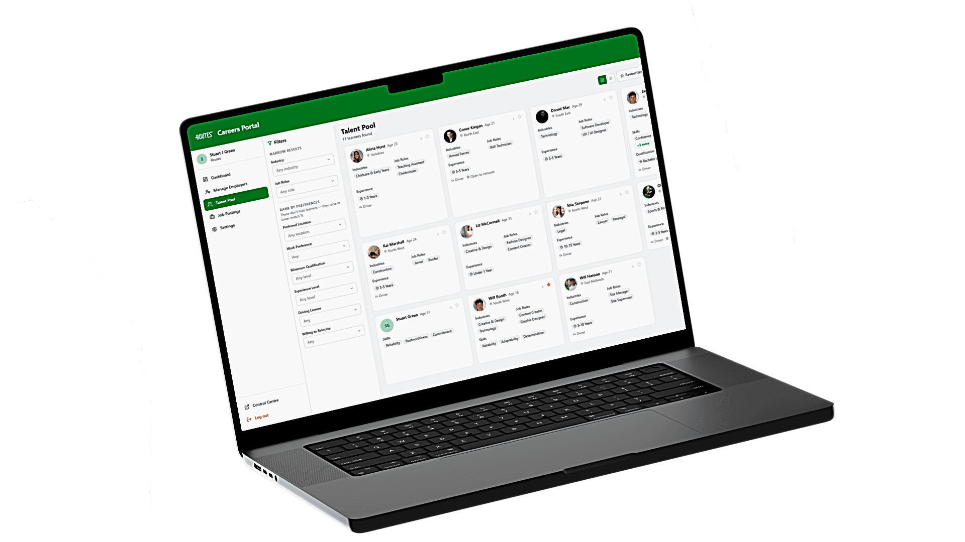 Employer finding candidates through Routes